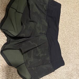 Lululemon Black and Green Camouflage Shorts